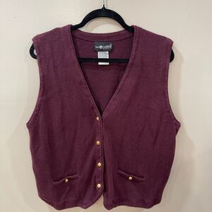 VTG Purple Cotton blend Button-Up Vest